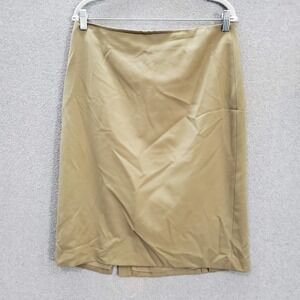 Lands' End Women Skirt 12 Tall Beige Pencil Vintage Wool Office‎ Academia